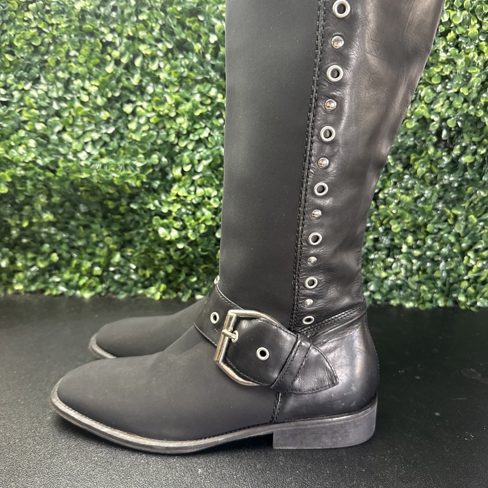 Donald Pliner Women's Black Crepe Knee-tall Boots Size 7.5 M